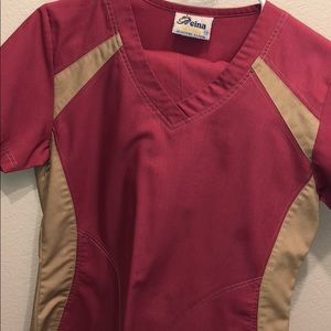 Pink and tan scrub set